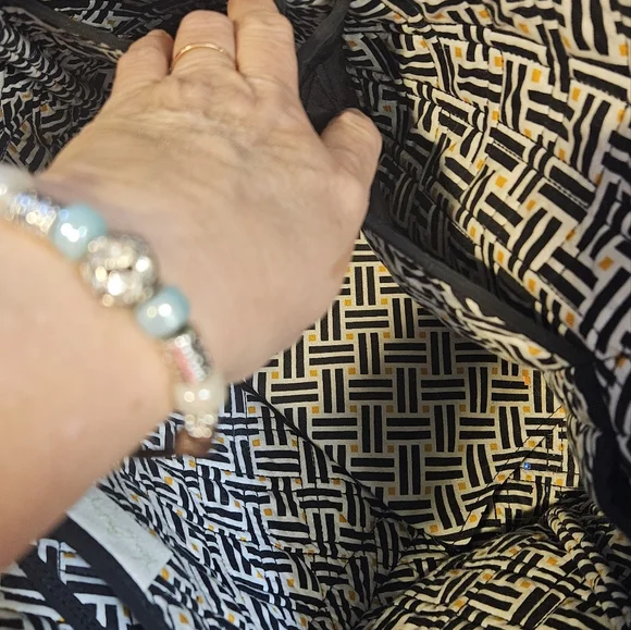 Vera Bradley Black Quilted Tote Bag - Picture 6 of 10